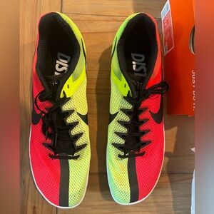 Nike Zoom Rival distance track shoes, new w/ spikes, spike tool and shoe bag.